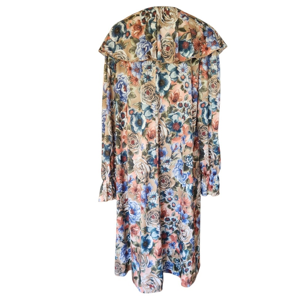 VTG 80s JoRo Fashions Floral Midi Dress Ruffle Bib Collar Made in USA Size 14 - Picture 3 of 8
